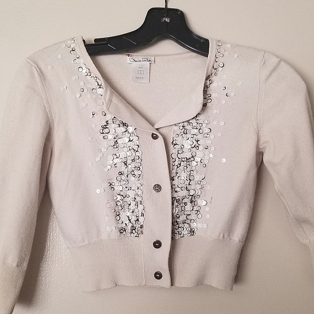 Oscar de la renta knit cardigan sequin sweater